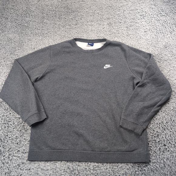 Nike Sweater Adult Large Gray Fleece Sweatshirt Graphic Athleisure Lounge Men - Picture 1 of 6